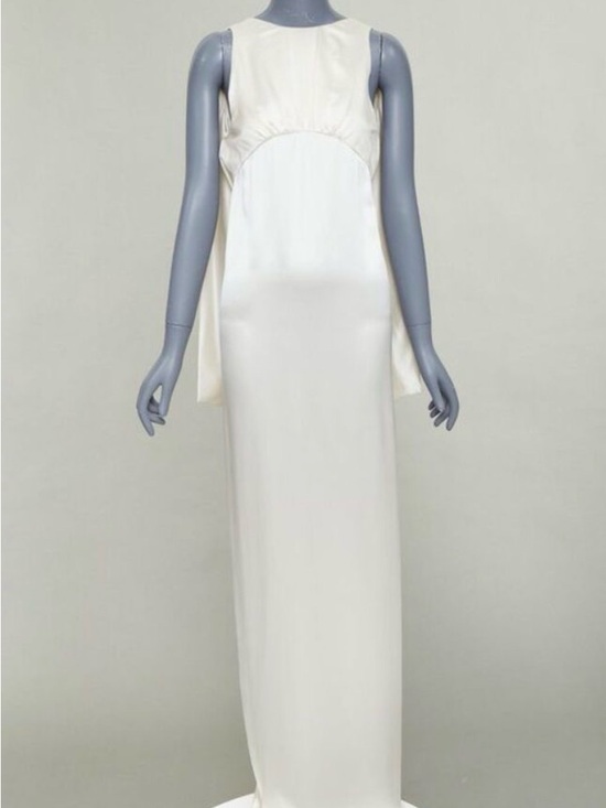 Saint Laurent Dresses & Skirts - Saint Laurent Ivory Satin Silk Draped Gown